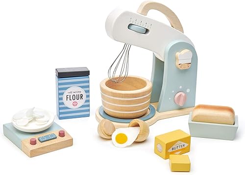 Tender Leaf Toys - Mini Chef Home Baking Set - Juego de 27 piezas de madera para hornear - Juguete clásico para cocinar simulación - Desarrolla