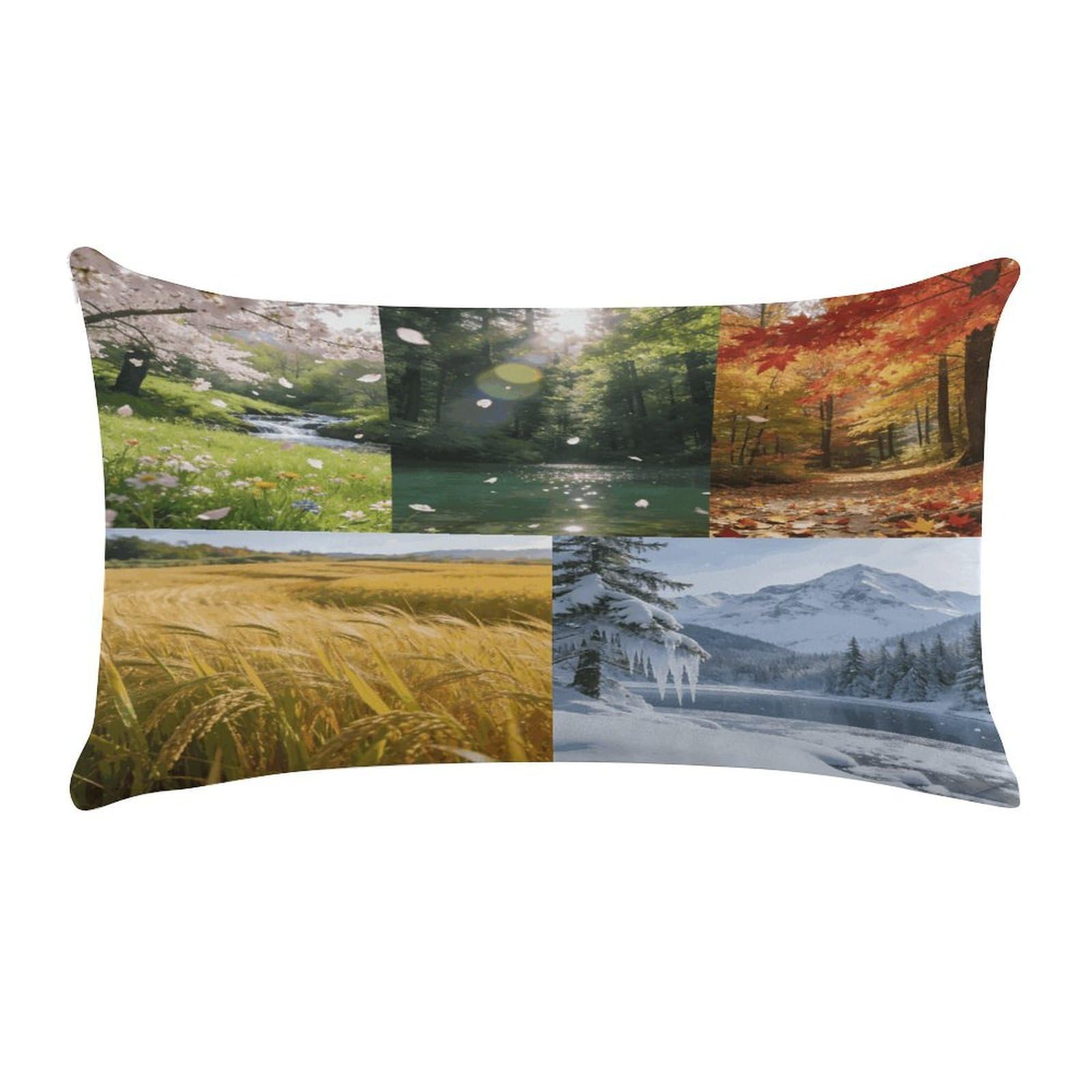Fodpand Style Scenery Of The Four Seasons Pillow Cases Set Of 1 Extra Soft Pillow Protectors With Hidden Zipper Perfect For Hotels, Guest Rooms,Bedroom 12X20 Inches Pillows Not Included