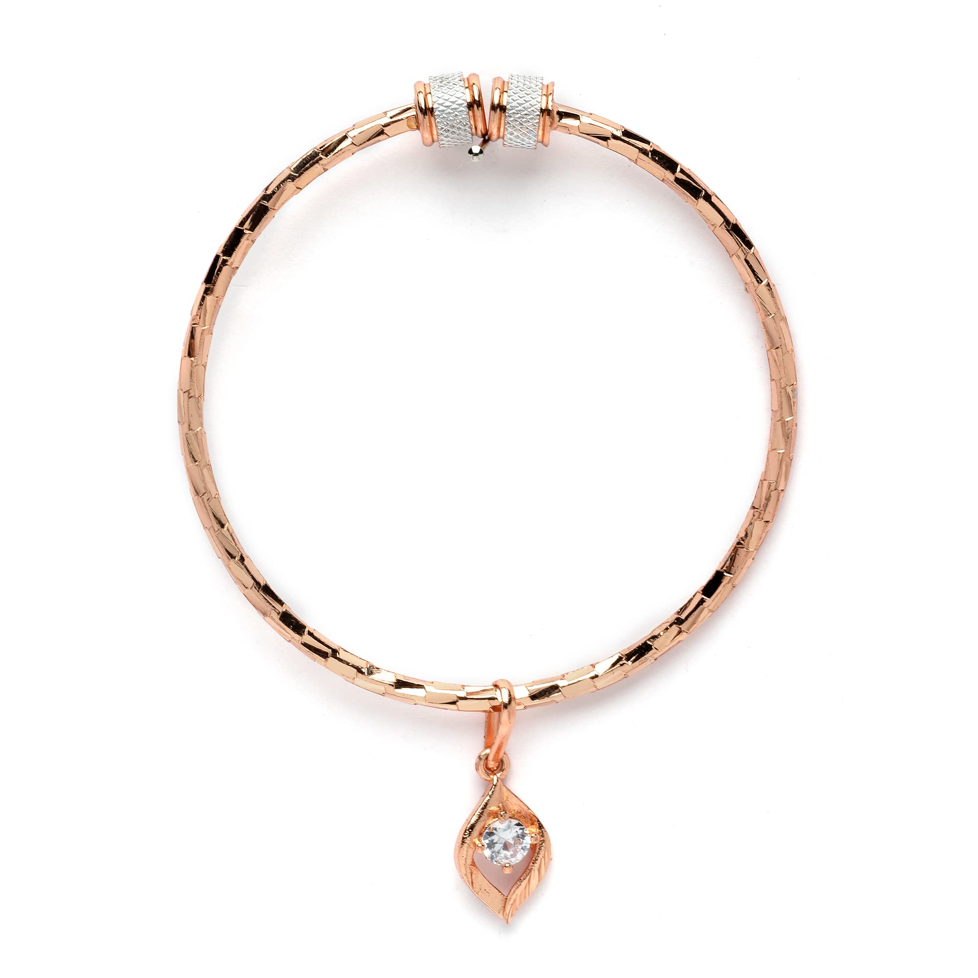 Rose Gold-Plated Peacock Handcrafted Kada Bracelets Set