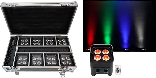 Rockville Best Pack 50 8 luces negras de lavado de batería DMX inalámbrico estuche de carga