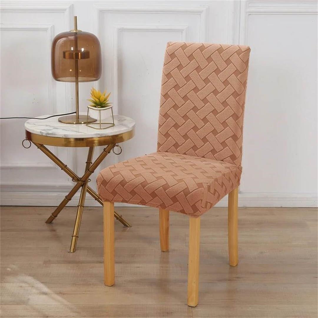 NMVAWIPT 4-Pack Textured Stretch Chair Covers, Machine Washable Dining Seat Protectors with Secure Elastic Fit for Home & Commercial Decor(3#)