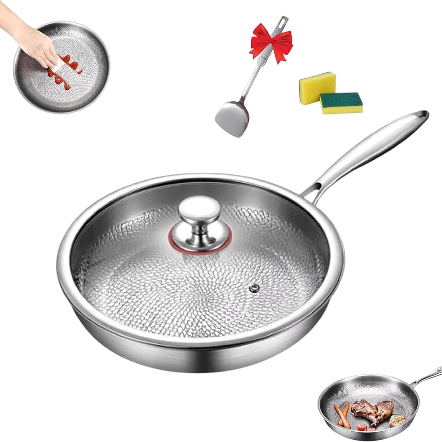 Generisch Titanium gehamerde pan met deksel, Multifunctionele titanium Generisch Titanium gehamerde pan met deksel, Multifunctionele titanium