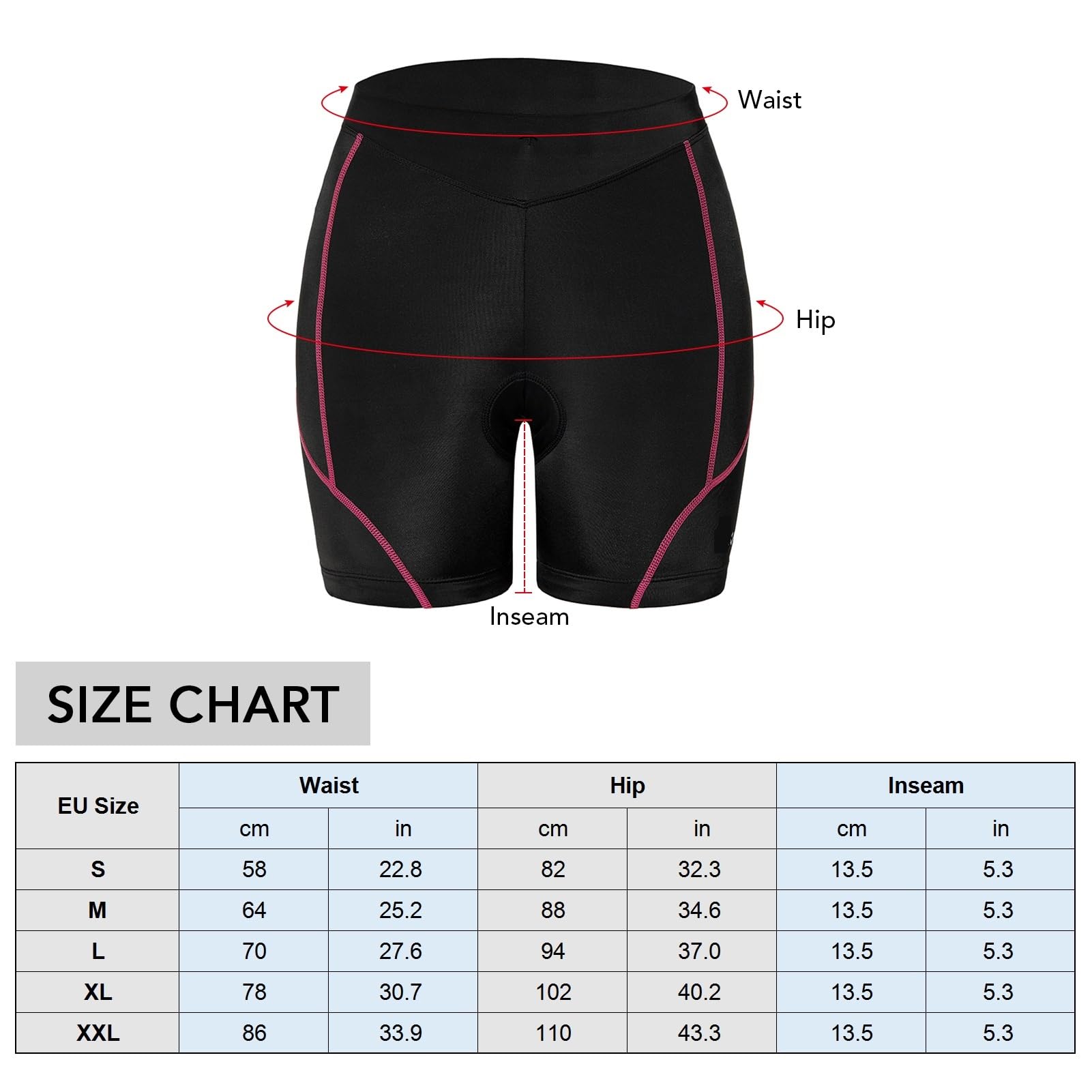 Culotte Ciclismo Mujer Pantalones Cortos de Ciclismo for Mujer, Ropa Interior Transpirable con Gel de Espuma 3D Acolchado a Prueba de Golpes for Bicicleta de Carreras y montaña(Rose,XXL)