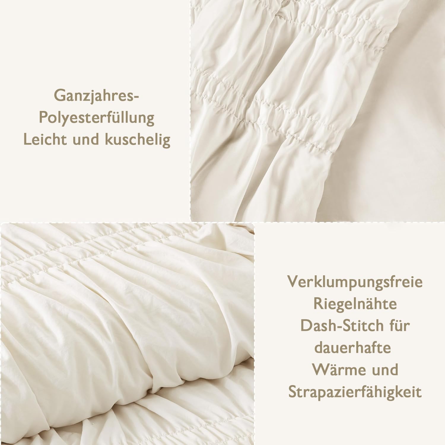 Sedefen Seersucker Bettwäsche 220x240 Beige Mädchen Geraffter Shabby Chic