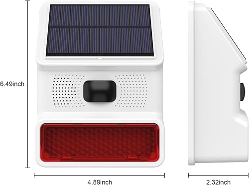 Miniatura 7 de Alarma solar inalámbrica con sensor de movimiento para exteriores, sirena de alto decibelio con sensor de movimiento de luz estroboscópica y sonido