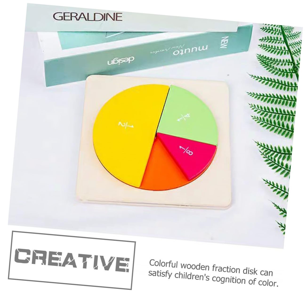 Tablero y Cognición del Color de Fracciones de Madera de Aprendizaje Juego Educativo Divertido Forma de Pastel para Niños Adecuado para Educación Temprana