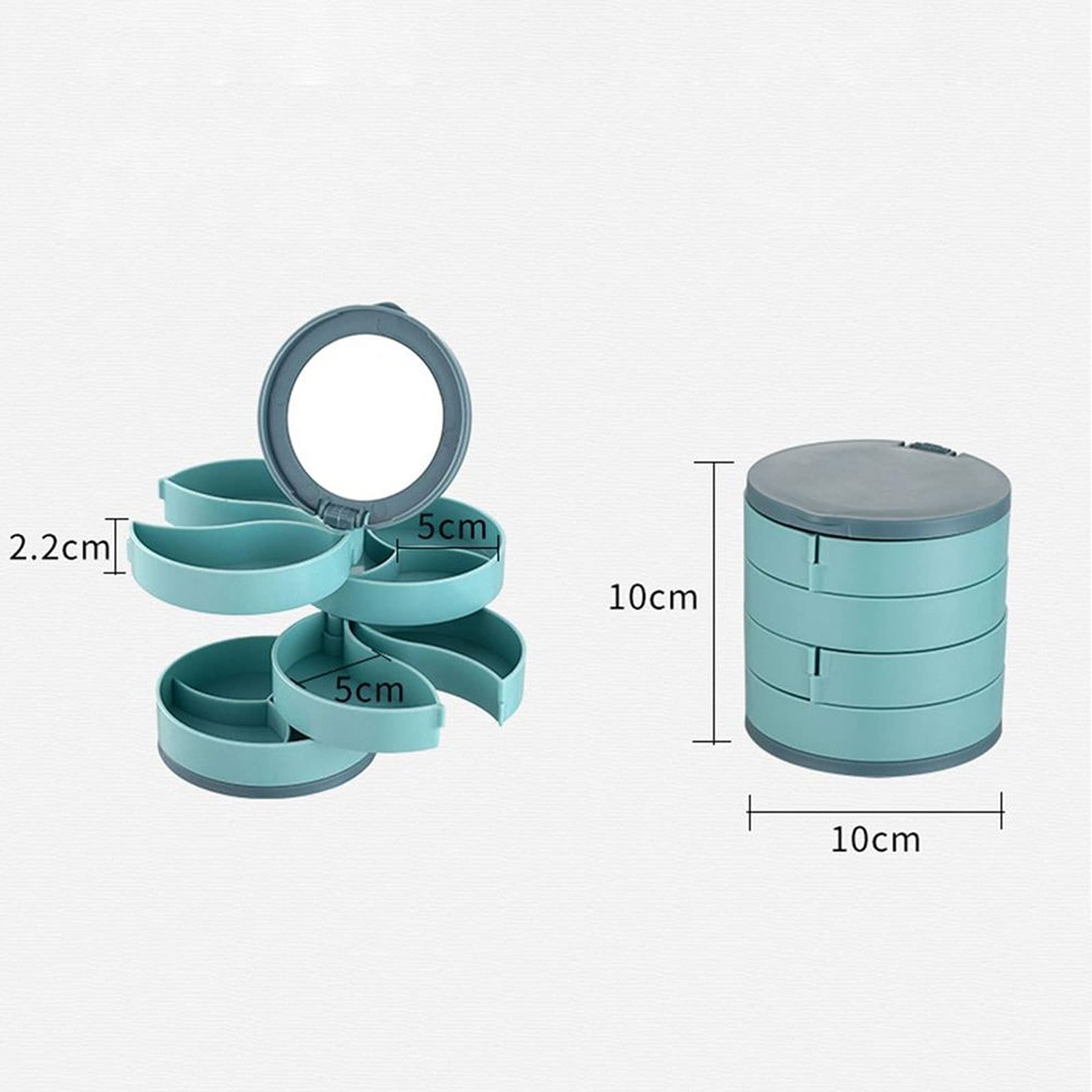 Almacenamiento montado en el armario Joyero giratorio de 360 ​​grados Estuche de almacenamiento Anillos de 4 capas Collar Pendientes Organizador Pulseras Titular con cubierta de espejo ( Color : Pink