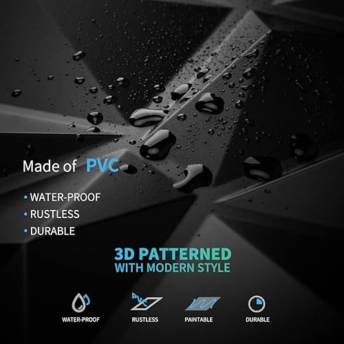 Miniatura 6 de Art3d Paneles decorativos de pared 3D con diseño de diamante, 12 x 12 pulgadas, negro mate para decoración del hogar y la oficina (paquete de 33)