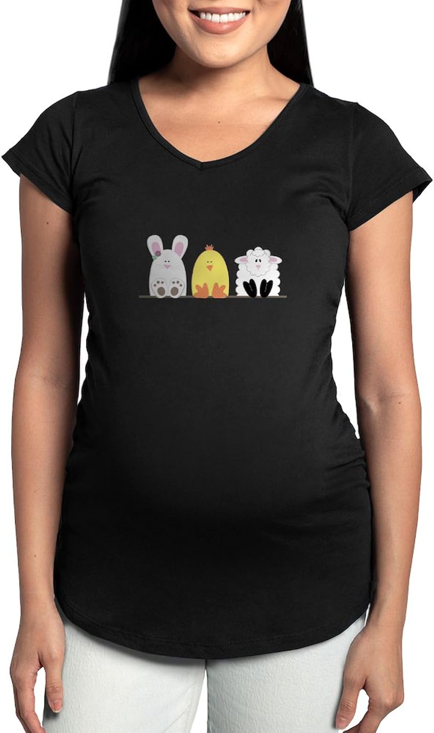 CafePress Easter Animal Border Maternity T Shirt Women's Maternity Ruched Side T-Shirt