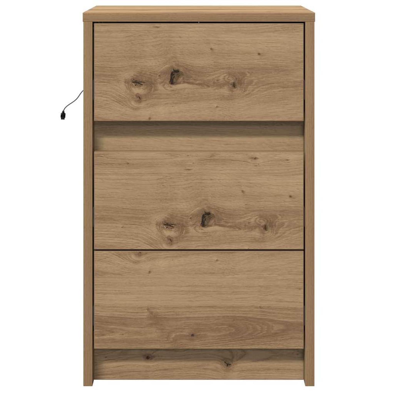Nachttisch Artisan-Eiche 38x34x61 cm Holzwerkstoff mit 3 Schubladen | Robuste Holzwerkstoffkonstruktion, klare Linien, einfache Pflege mit feuchtem Tuch, kompakte Größe für kleine Schlafzimmer