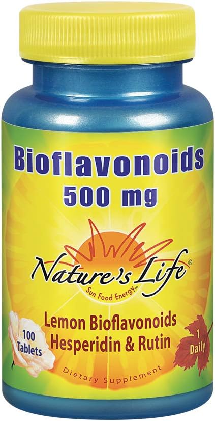 Nature's Life Bioflavonoids 500mg | Lemon Bioflavonoid Complex, Hesperidin & Rutin | Antioxidant for Healthy Capillaries & VIT C Absorption | 100 Ct