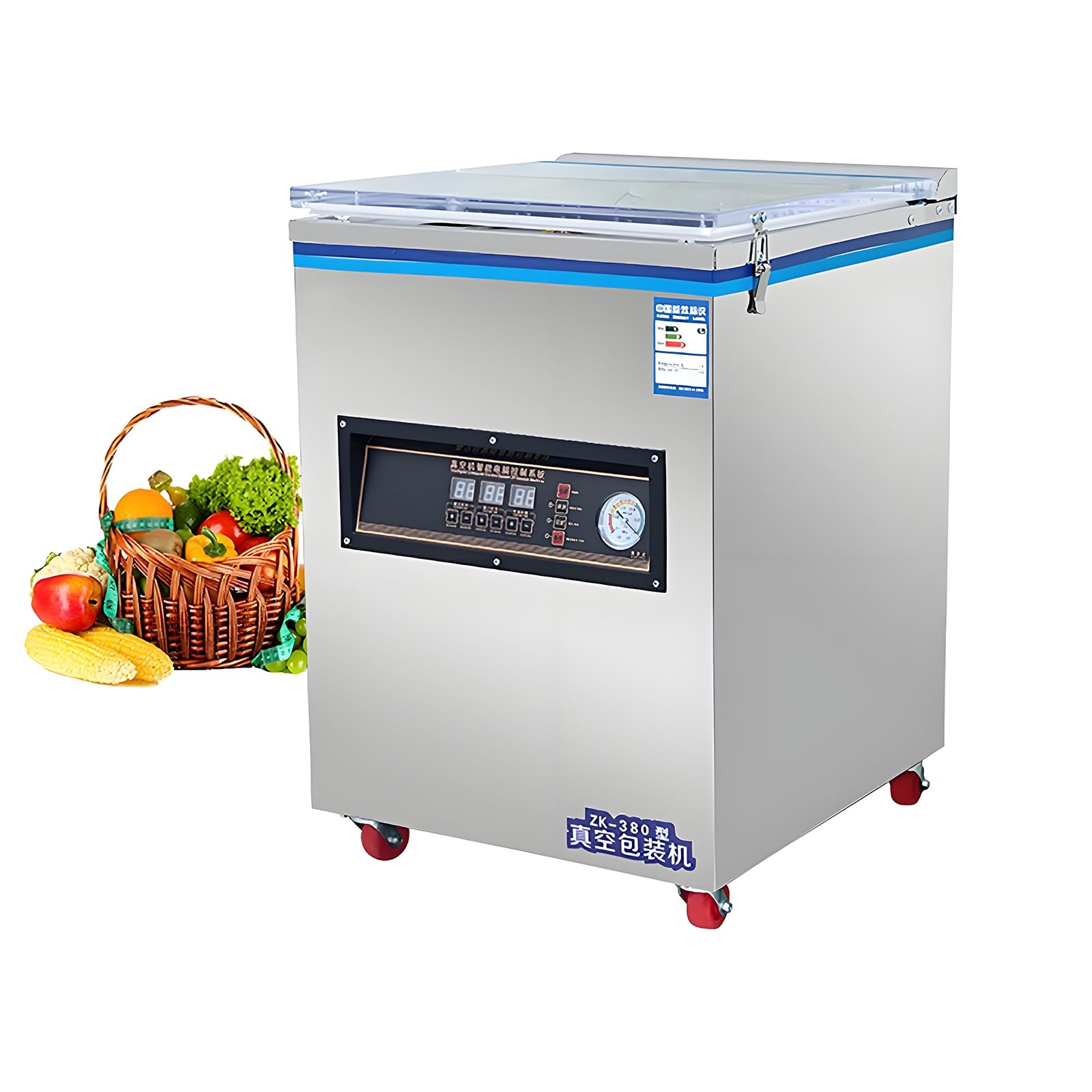 Gotowanie sous vide, automatyczny system próżniowego przechowywania żywności z wyświetlaczem próżniomierza, regulowany czas próżni 20-25S, szybkie i szczelne, oszczędzaj dłużej