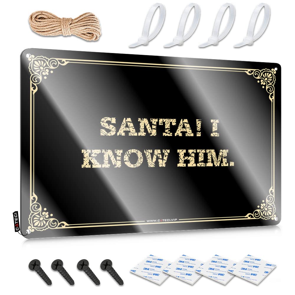 Funny Metal Sign,vintage Decor Sign Decorative Plaque Pre-drilled Art/Pagan Wall Santa! I Know Him. - Round Humorous(30X40CM)