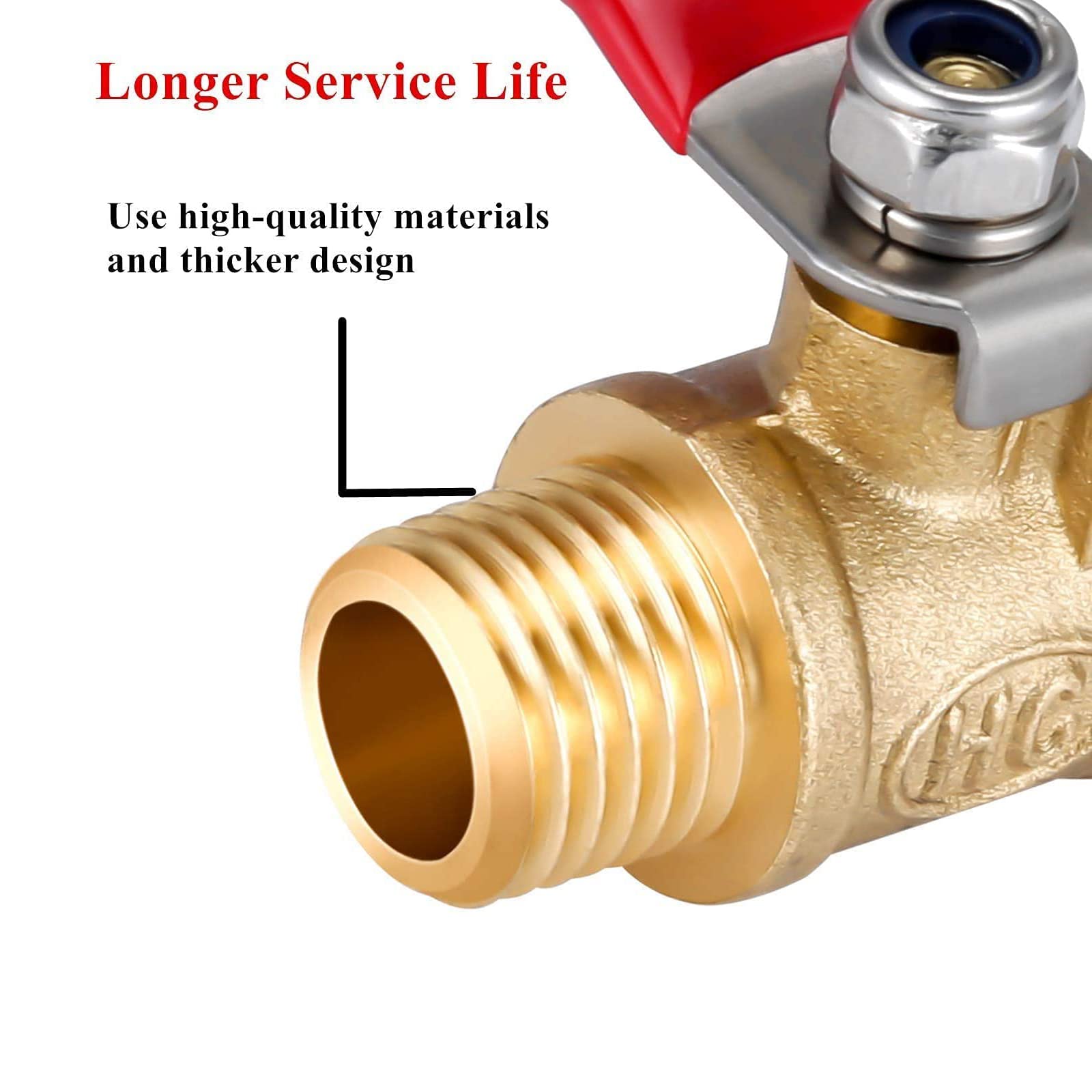 Ball Valve 1/4 3/8 1/2 Inch, MS Chrome-Plated Boiler Filling and Emptying Valve, Ball Valve with Full Flow (3/8 Inch) - Image 2