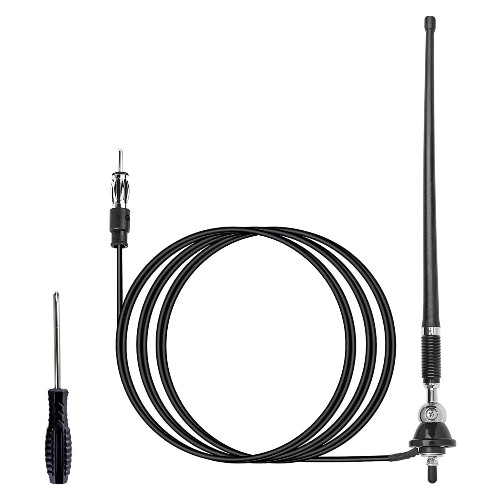 Antenna Radio Marine per Barca, Antenna AM FM 16 Pollici Universale in Gomma Flessibile per Auto Barche Jeep Trattori Veicoli da Costruzione Alta Stabilità, Cavo di Prolunga 140 cm, 180 Gradi Rotabile