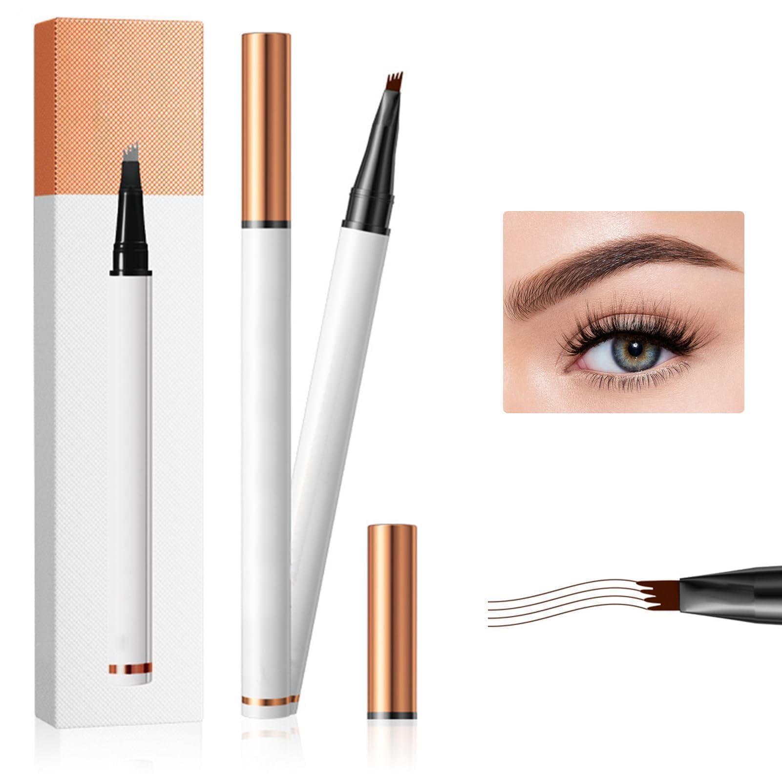 CejLapiz de Cejas Microblading, 4 Puntas Waterproof Eyebrow Pencil, Cejas Maquillaje Tridimensional, Duraderas Brow Para Maquillaje de Ojos, Crea 3D Cejas de Aspecto Natural Sin Esfuerzo (Color Café)