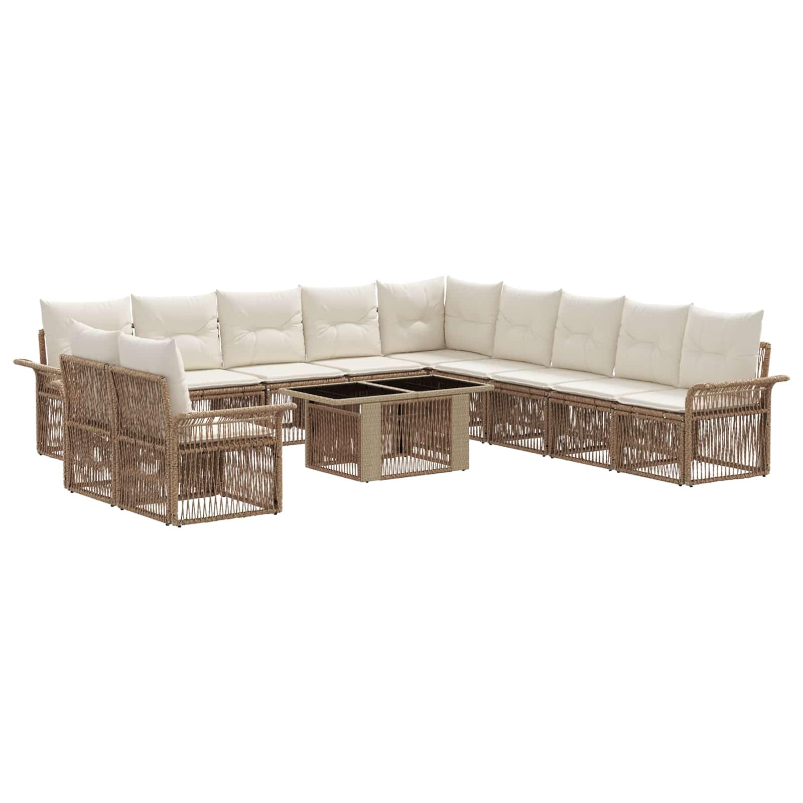 vidaXL Set Divano da Giardino 12 pz Beige e Bianco Crema polyrattan