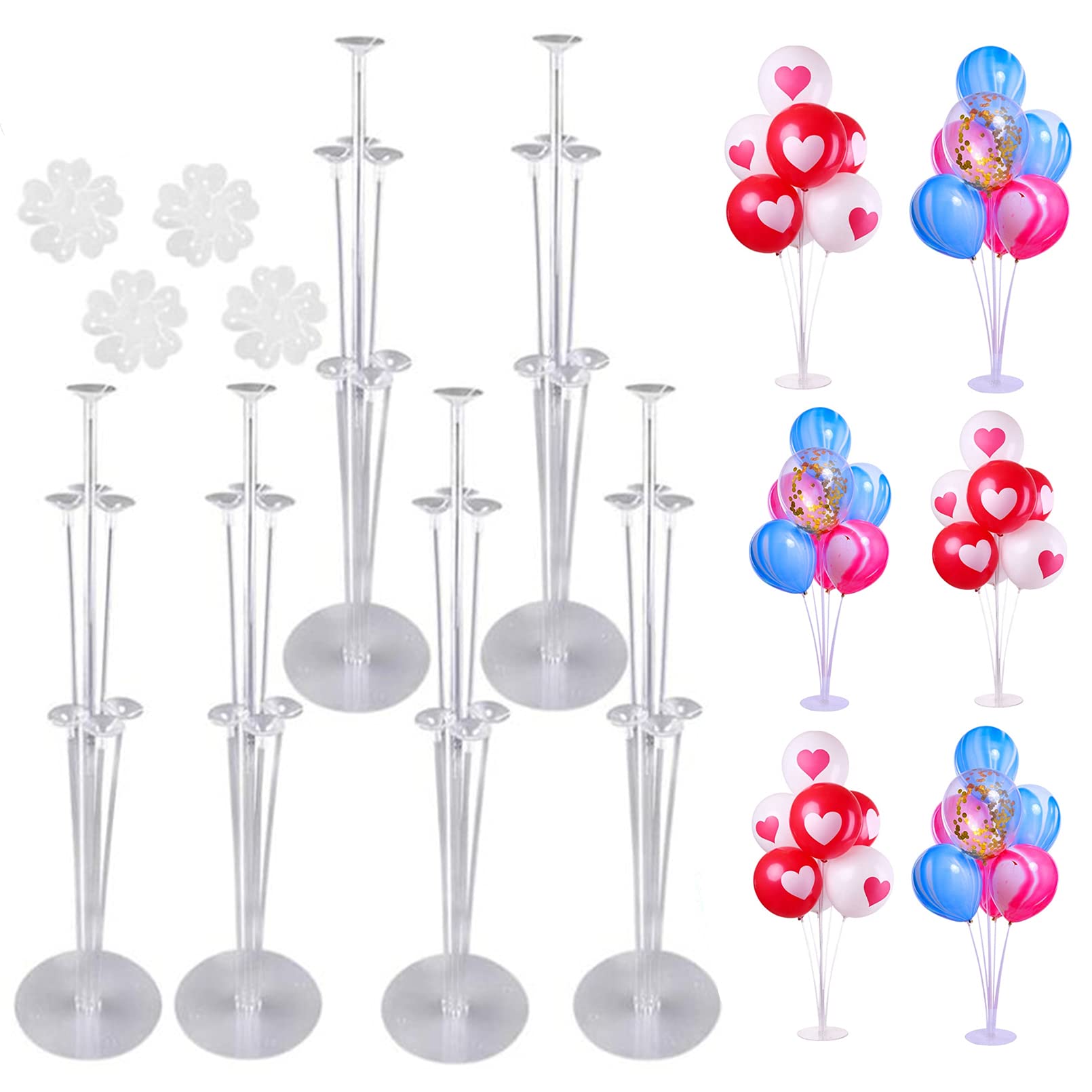 AM ANNA Balloon Stand Holder Kit, 6 Set Table Desktop Centerpiece Decorations with Sticks,Cups and Base for Wedding Birthday Baby Shower Party 6 Set
