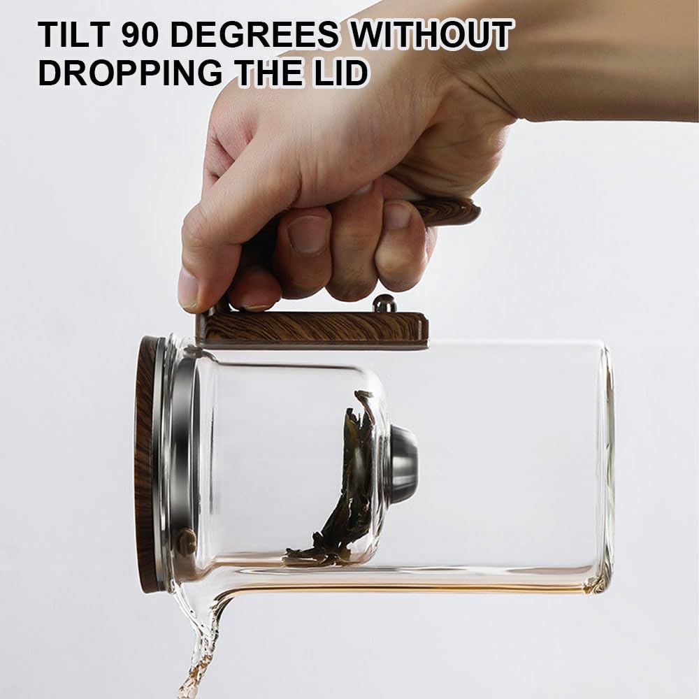 Enchantipot - Tetera de vidrio con separación de agua con mango de madera, tetera mágica con cepillo de esponja, taza de tetera de brujería, tetera mágica con control de presión para preparar