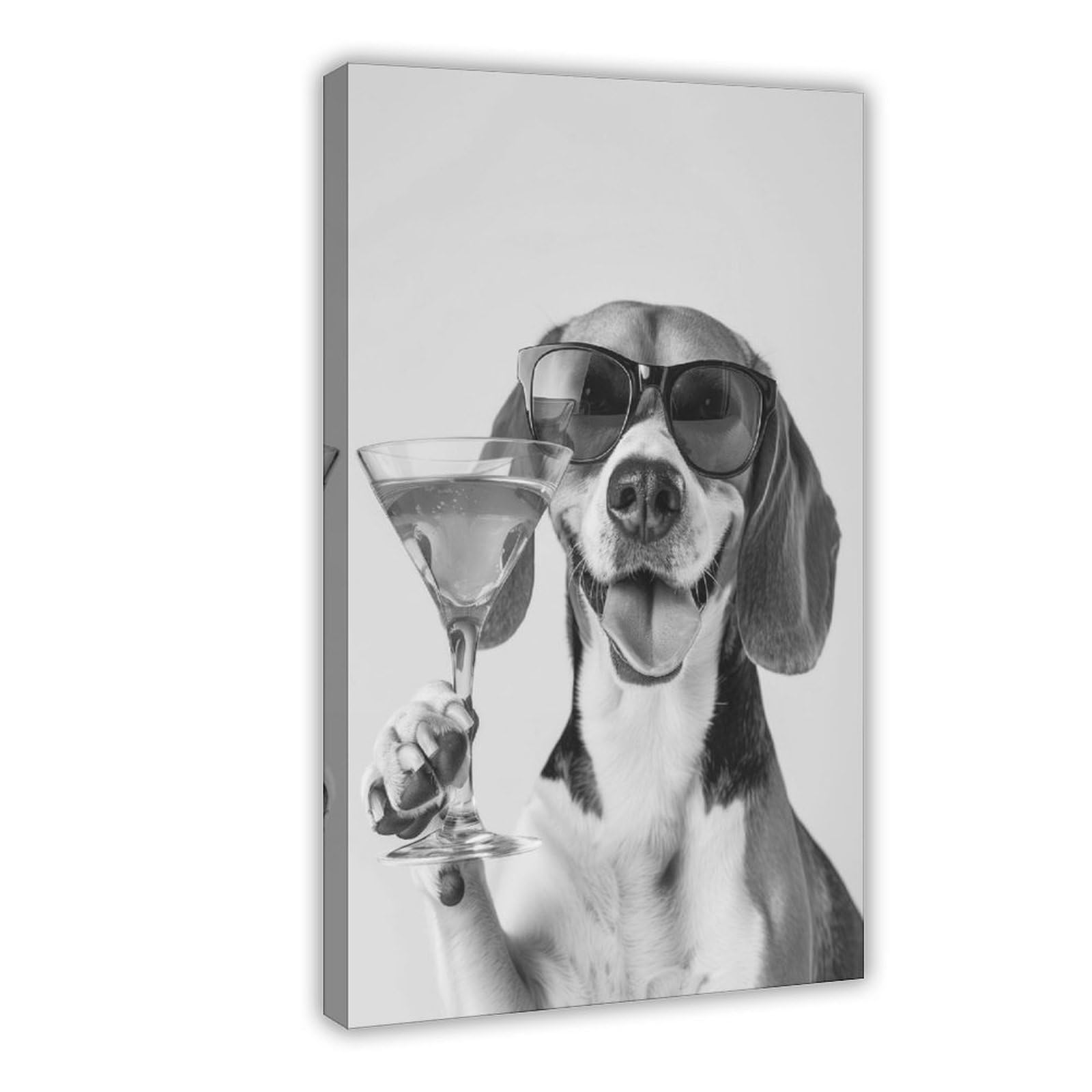 Utgn Beagle Holding A Cocktailposter Canvas Poster Bedroom Decor Landscape Decor Gift 12X18inch(30X45cm)