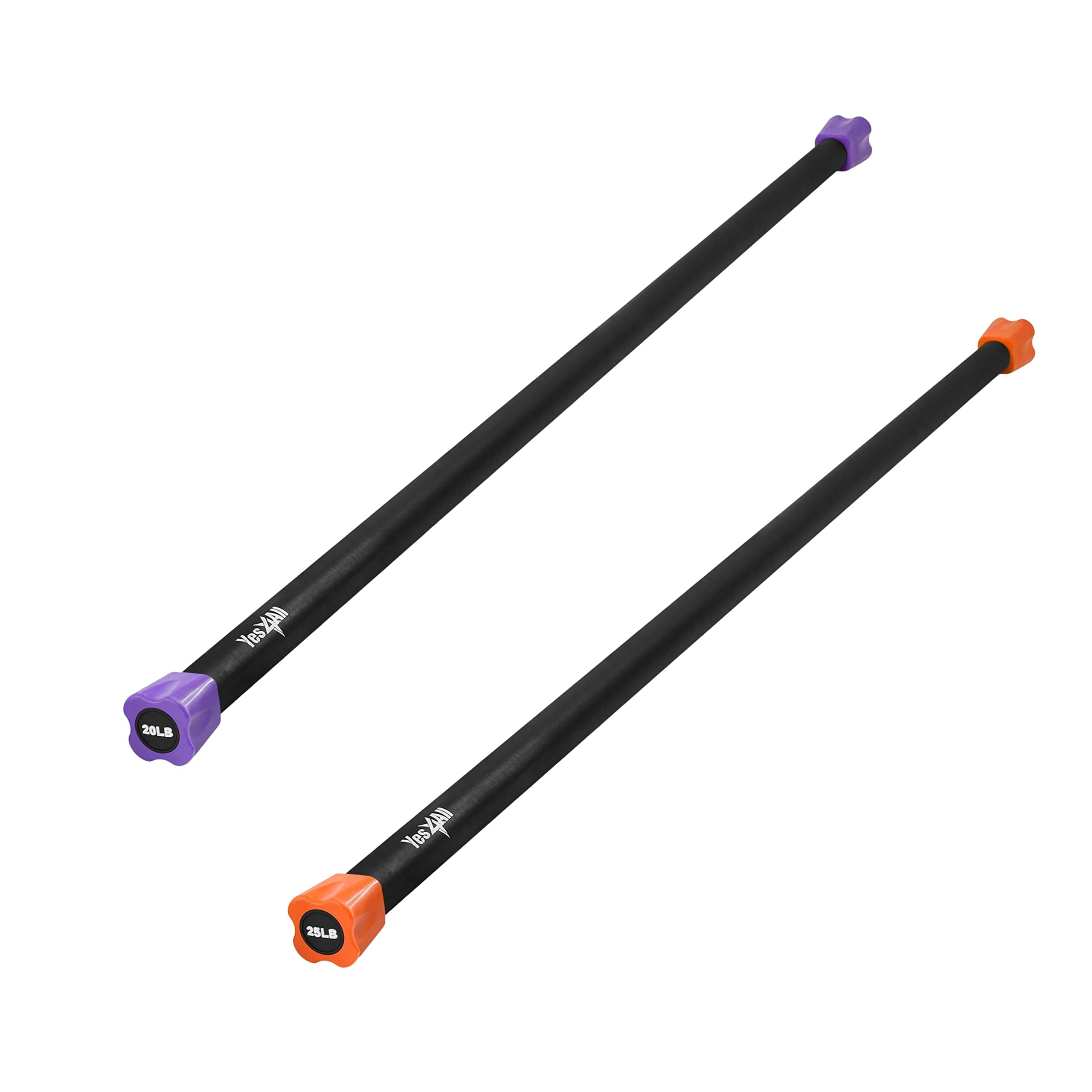 Yes4All Total Body Workout Weighted Bar, Resistance Band Bar, Racks for Strength Training, Exercise Bar for Yoga in Home and Gym - Single/Combo