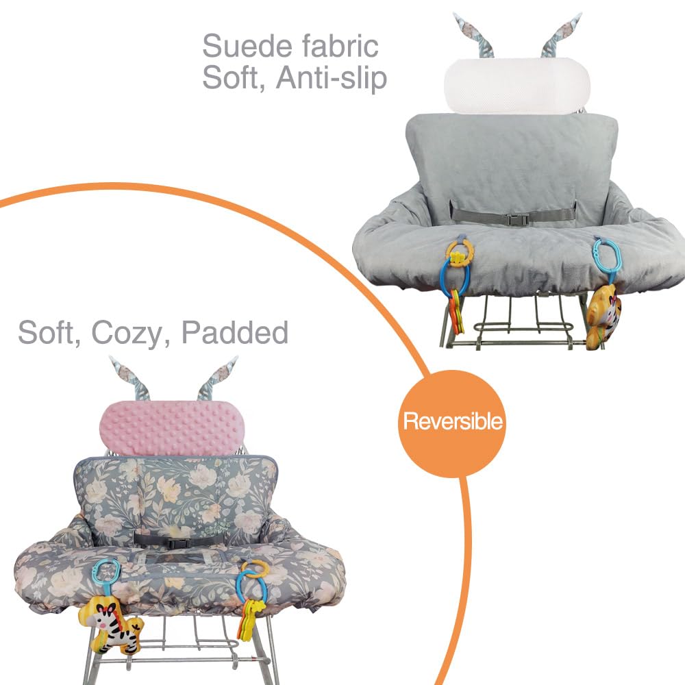 ICOPUCA Copertura per carrello della spesa 2 in 1, copertura per seggiolone, imbottita, per bambini, con cuscino extra staccabile, misura universale, design brevettato