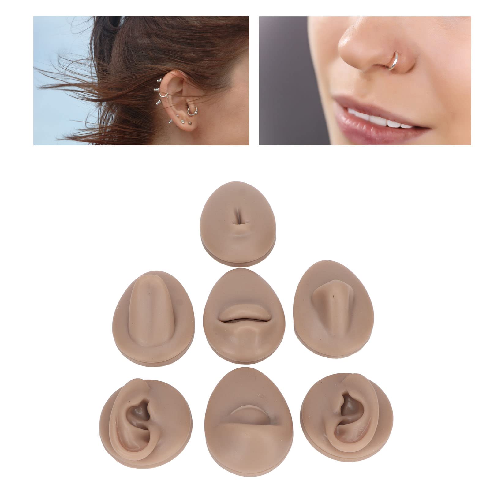 3 Modèles Silicone Oreille Nez Bouche Pour Pratique Piercing Et Affichage Bijoux