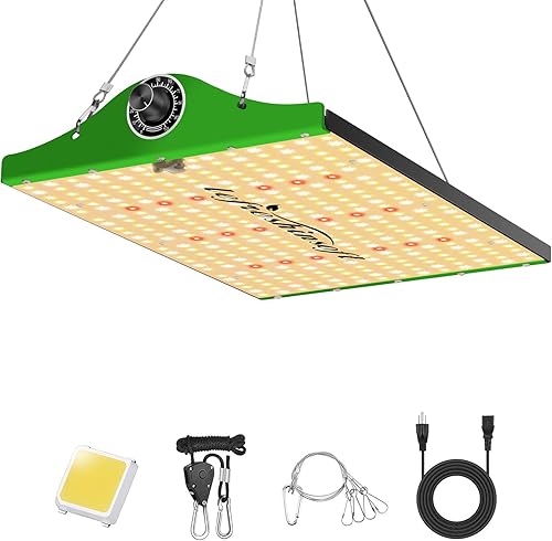 LeFreshinsoft Luz LED de crecimiento de espectro completo de 1000 W, serie F1000, cobertura de 3 x 3 pies, lámparas de cultivo regulables Samsung UV