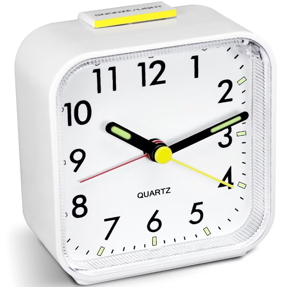 Titifeya Non Ticking Alarm Clocks Bedside Battery Powered Silent Bedroom Clock With Large Display Snooze Nightlight Function Easy to Use and Loud Enough for Heavy Sleepers, Elderly