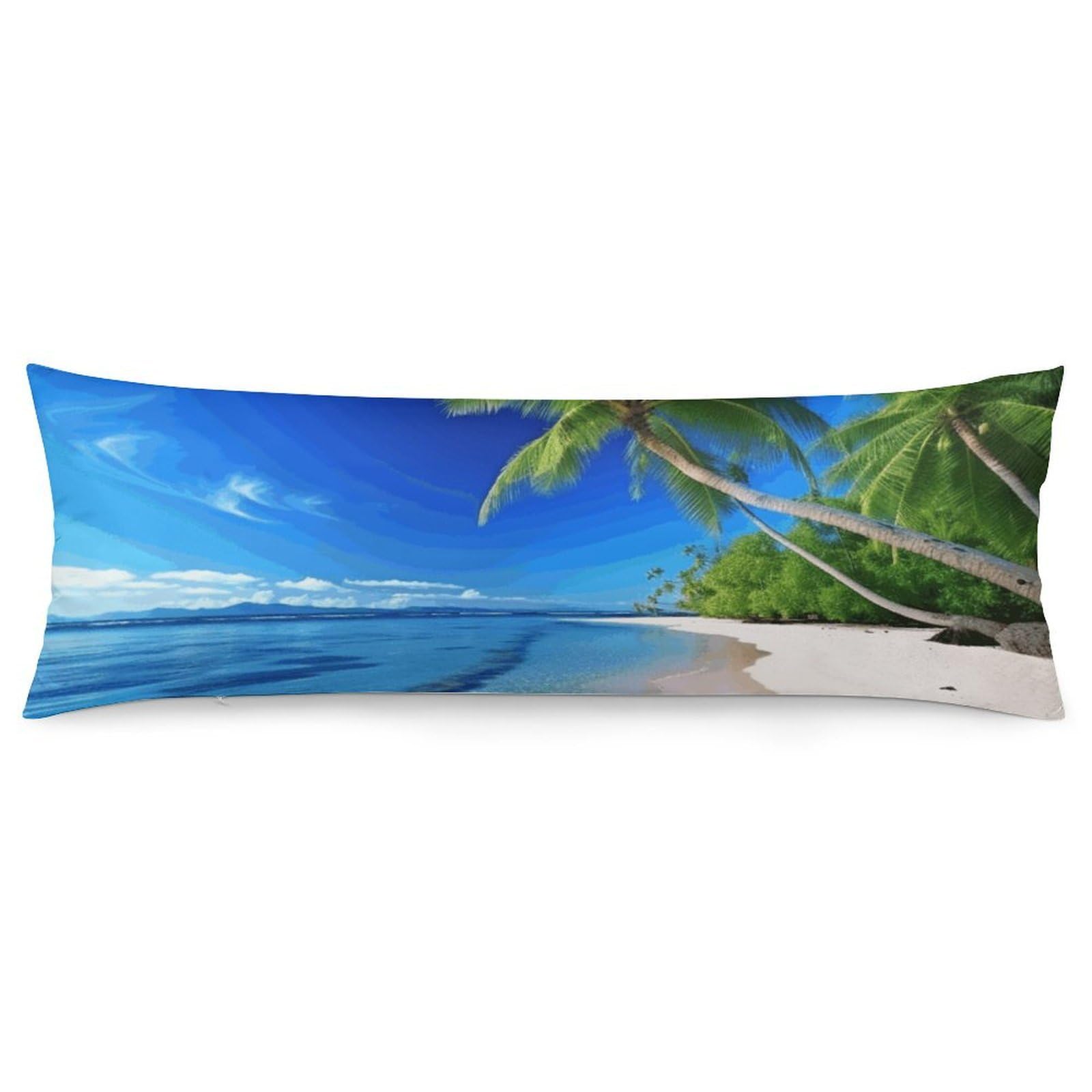 2 Pack Pillow Cases for Hair and Skin, Soft Breathable Pillow Case Covers with Hidden Zipper, Sea Sky Palm Tree Pillowcase 20"x54" Pillow Covers for Sleeping Gift