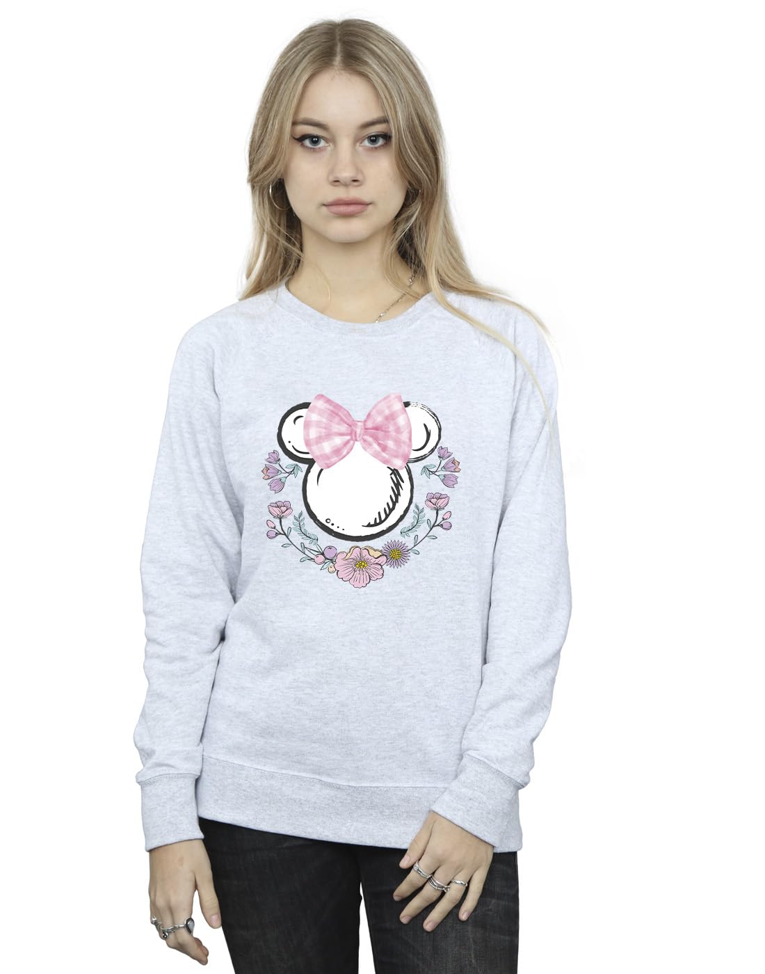 Disney Women's Minnie Mouse Bows Flowers Sweatshirt