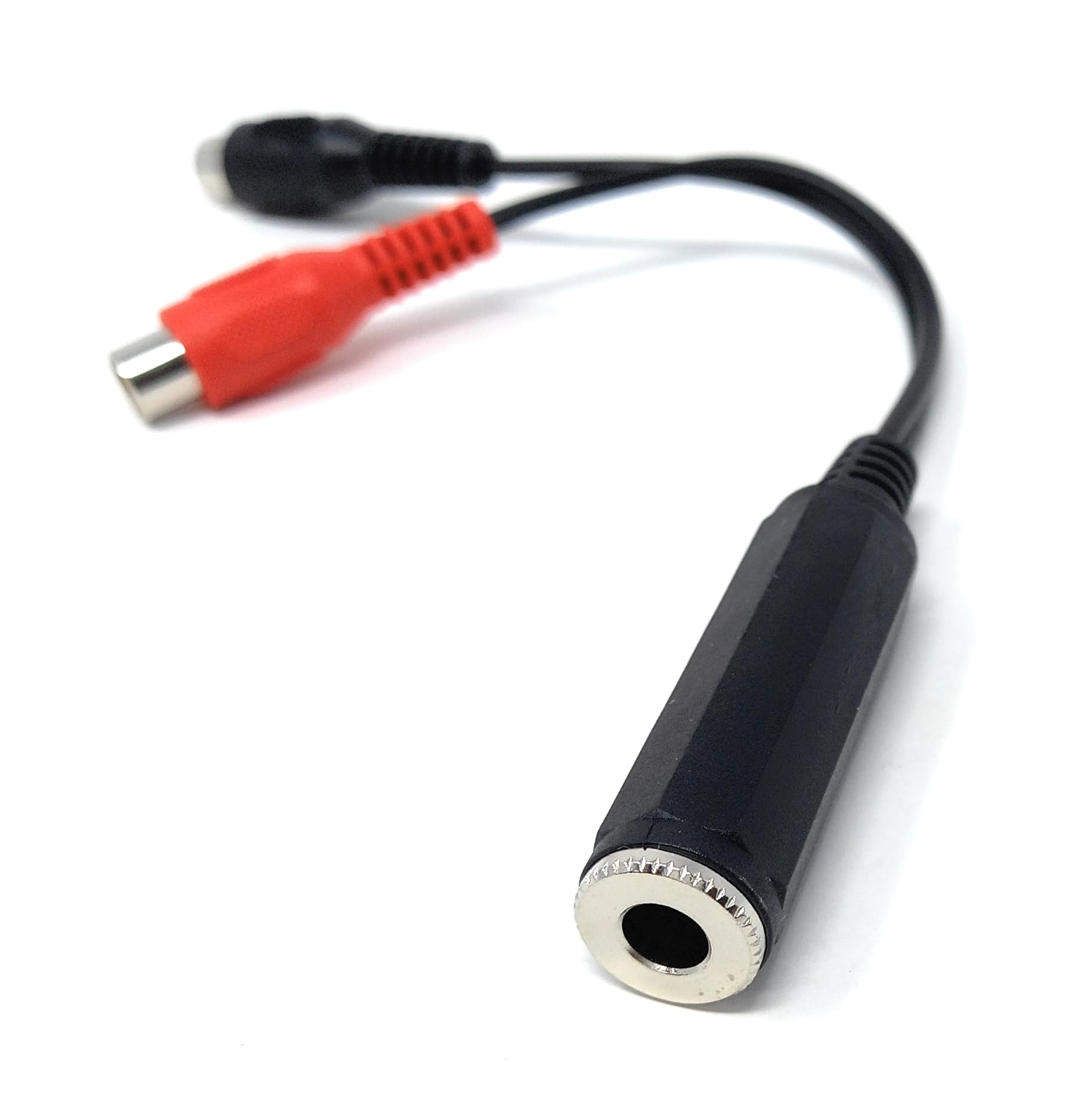 DRUT 6.35mm Mono Socket to Twin RCA Phono Sockets Audio Cable Adapter, Black - Image 3
