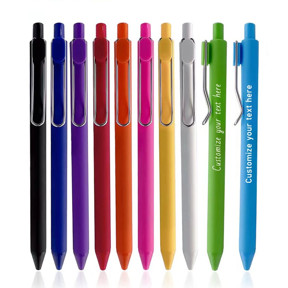 VOIV 100 Pcs Personalized Ballpoint Pens with Logo, Custom Engraved Pens for Office Church School Business, Bulk Multicolor Pens (Pack of 100)
