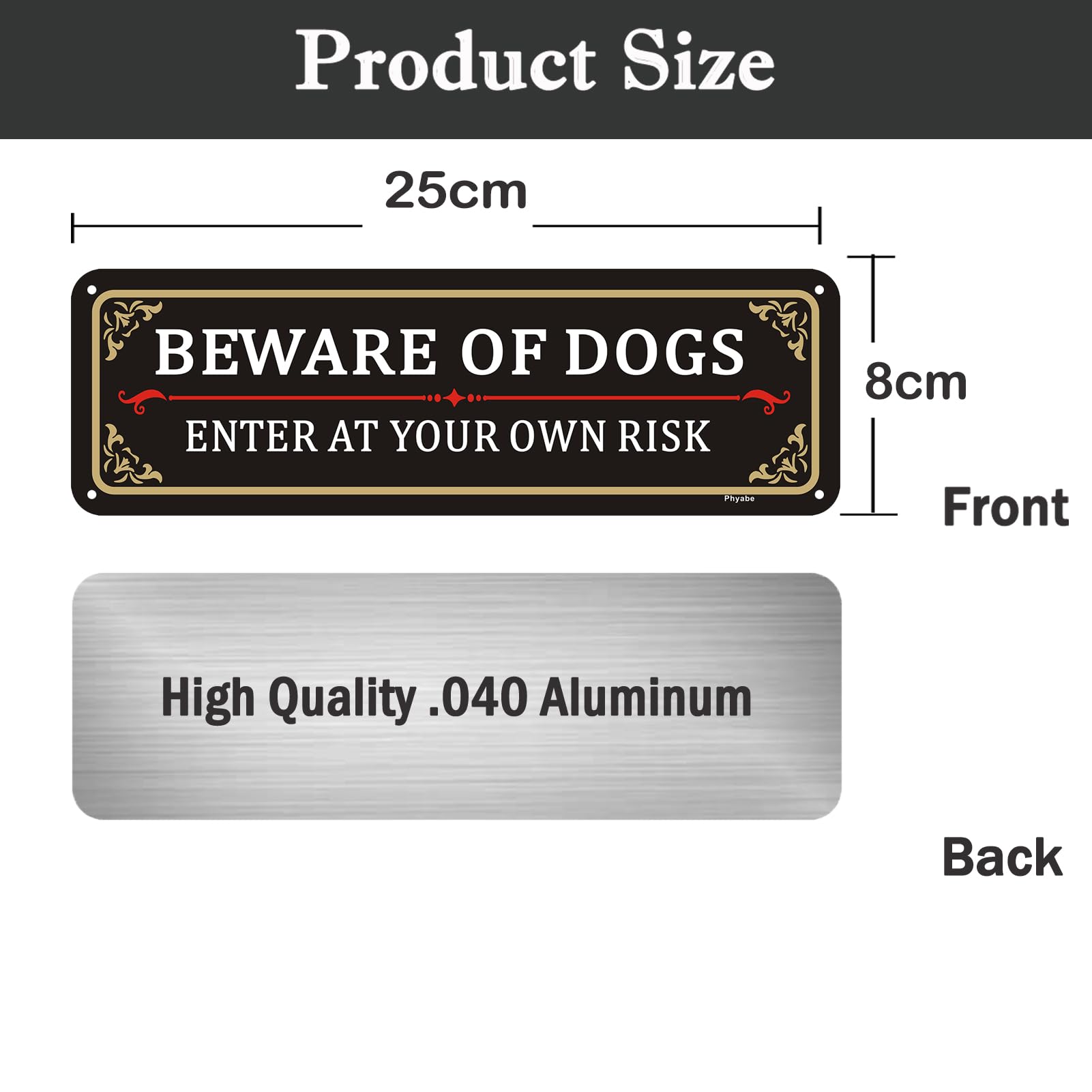 Phyabe 2 Pack Beware Of Dog Sign, 25 x 8 cm Rust Free Aluminum Dog Sign, Weather Resistant, Waterproof, Durable Ink, Easy to Install - Image 2