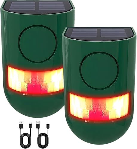 Miniatura 10 de ChunHee Alarma solar con sensor de movimiento para exteriores, 4 modos de trabajo, alarma activada por movimiento, 129 dB, generador de ruido de 4
