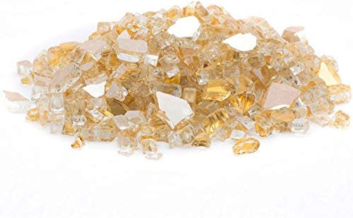 Margo Outdoor Living 20 lb 1/4" Gold Reflective Fire Glass for Natural or Propane Fire Pit Fireplace Tempered Glass