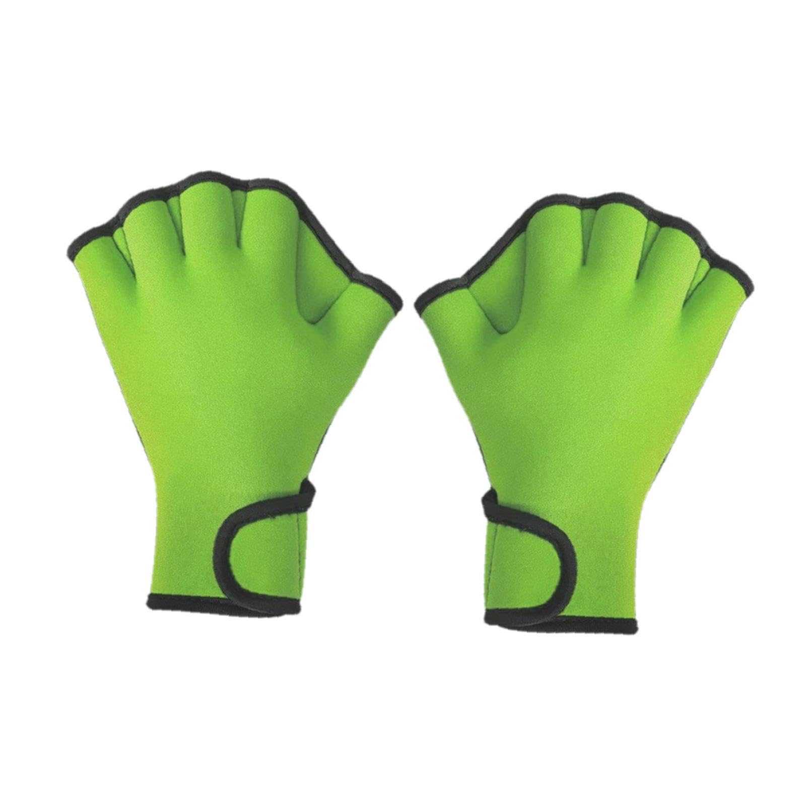 rockible Swim Webbed Gloves,Fingerless Gloves,Well Stitching Diving Gloves Aquatic Gloves for Water Aerobic Swim Training Women Men , Green, M