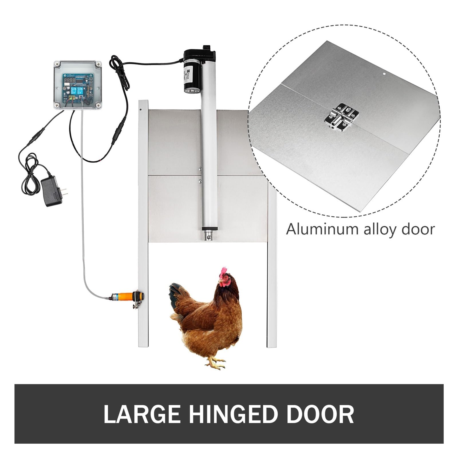 EDEDE Kits de abridor de Puerta automático for gallinero con Control de Tiempo, Apertura de Granja, 110-220V, abridor de Puerta for Perros y Mascotas(12.6Wx11.8H in)