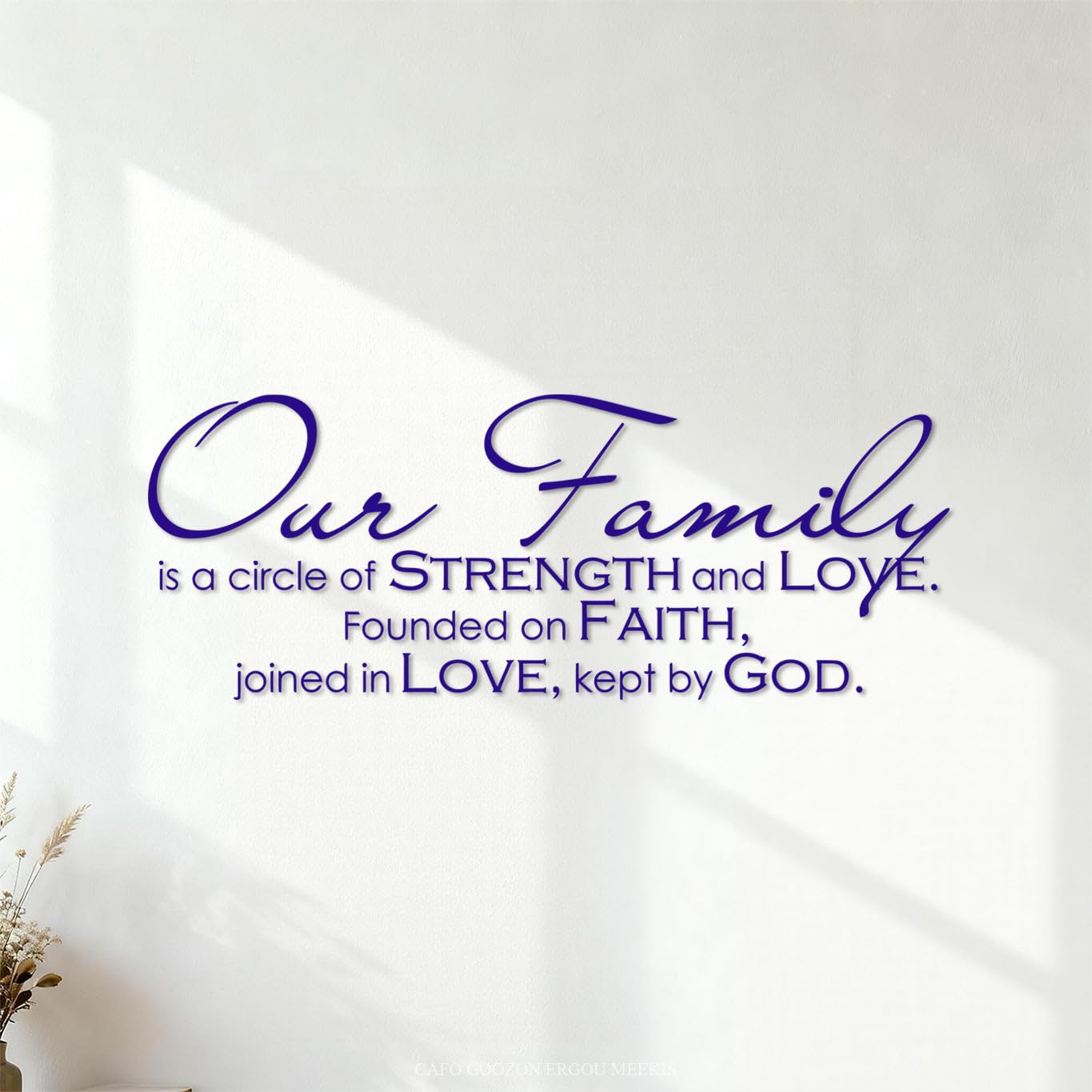 Wall Stickers Family Quotes Our Family Logo Christian 28x73.5cm Art Mural Painting DarkBlue