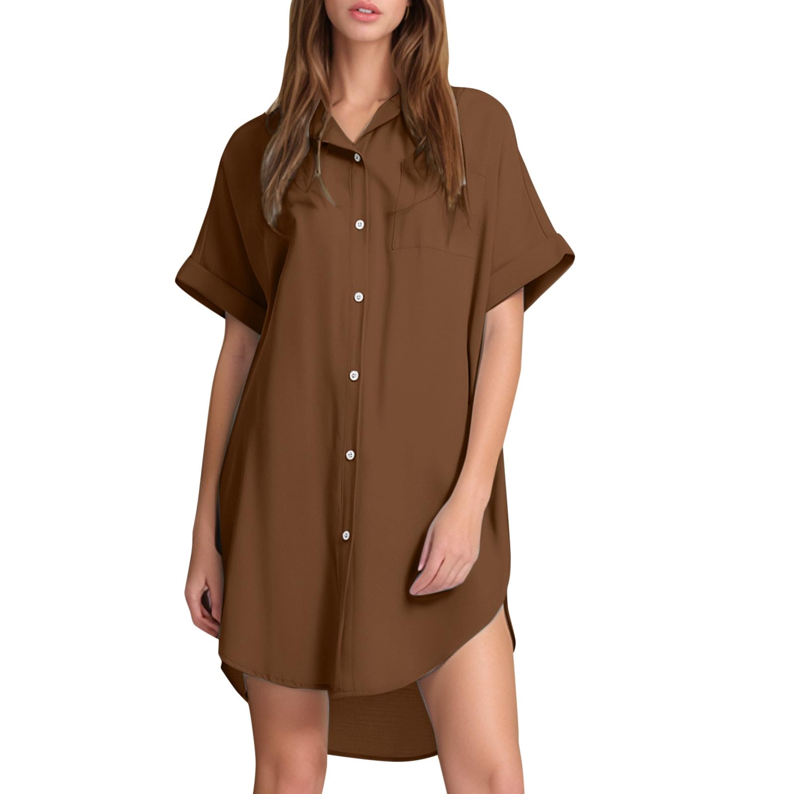 Vestido playa lino mujer evita calor con botones veraniegos 7