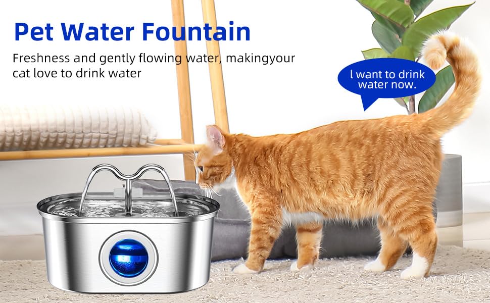 SHOPOBOX® Cat Water Fountain - 3.2L/108oz Stainless Steel Pet Water Drinking Fountain for Cats Indoor, Dog Water Fountain with Filters & Sponges & Water Level Window (Steel, REC 2-3L+ 6 Filters) 4