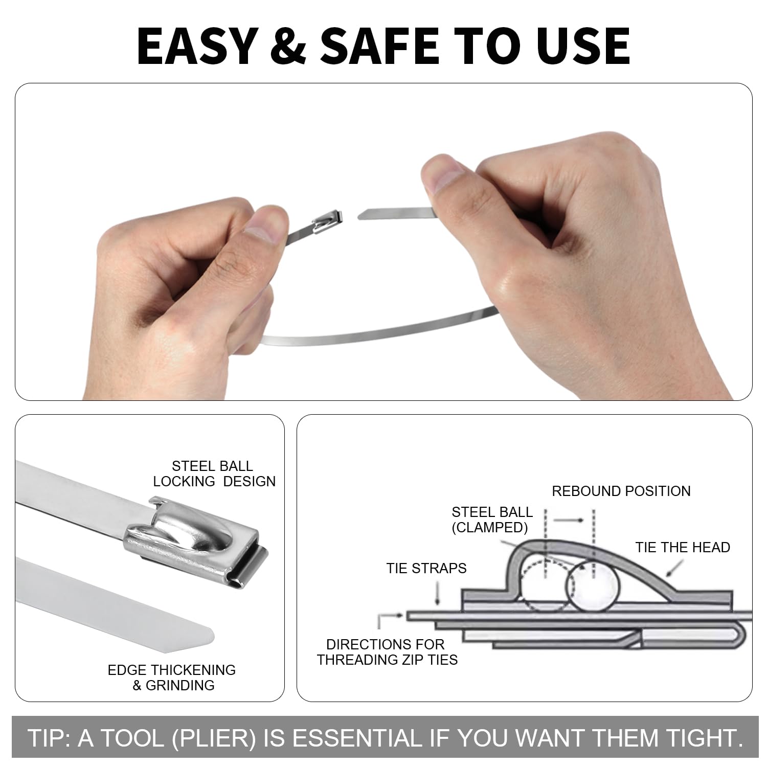 stainless steel cable zip ties