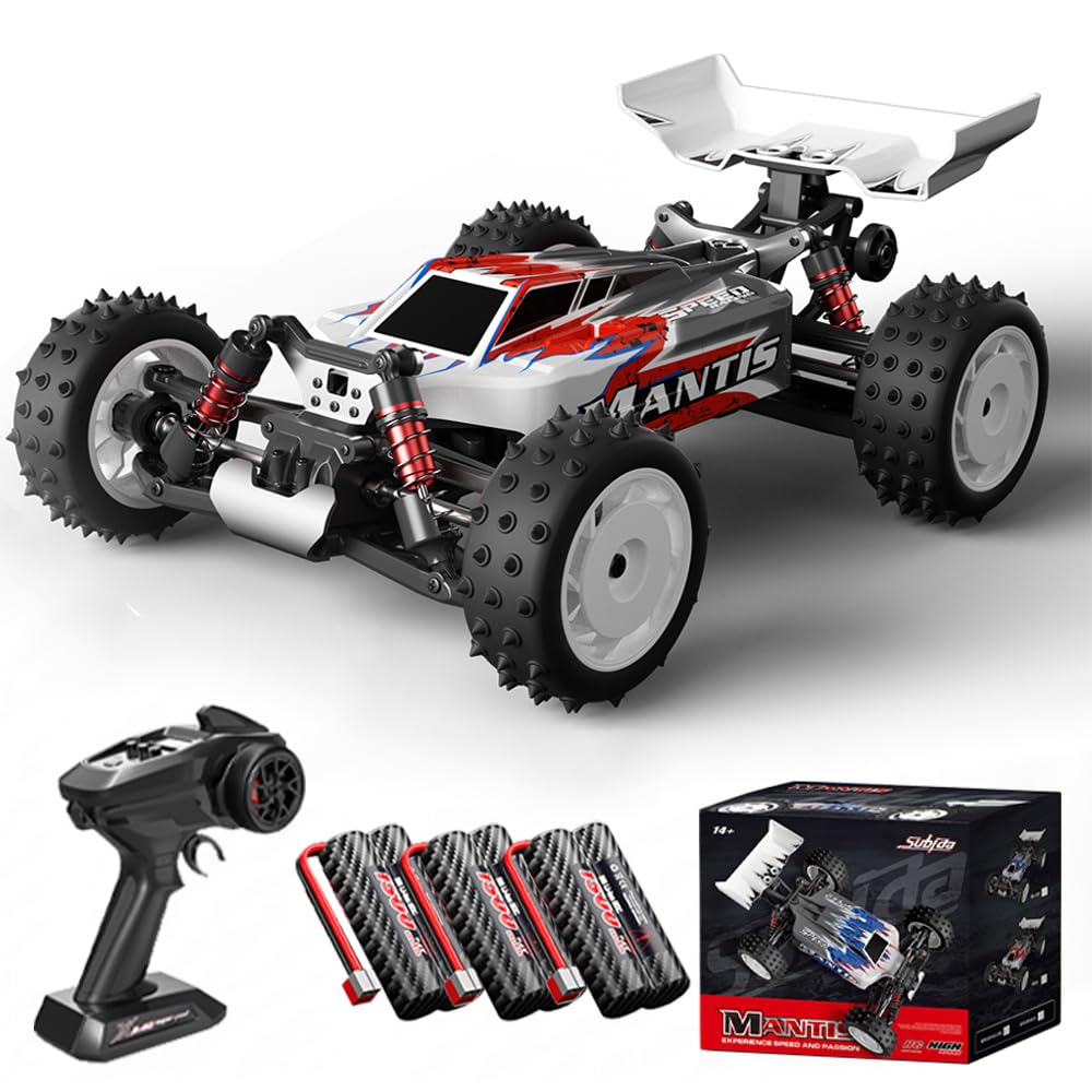 Teeggi S911 PRO 1:16 Coche teledirigido, 70 km/h RC Coche de carreras de alta velocidad, motor sin escobillas de 2,4 GHz 4WD Off Road Race Buggy para adultos, 3 pilas (rojo)