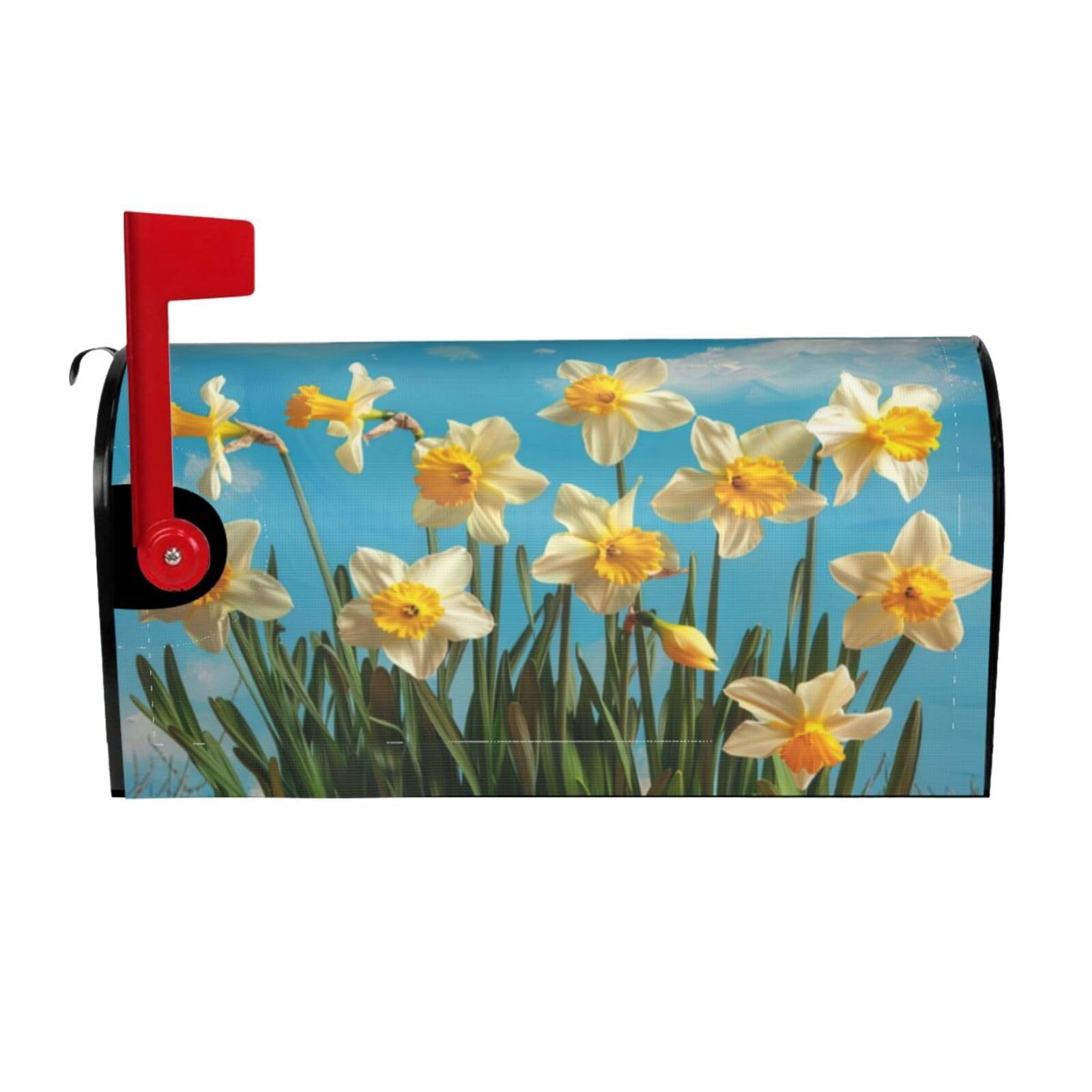 LOJAOGON Spring Daffodils with Blue Sky Mailbox Cover Magnetic Standard Size Letter Post Box Cover Wrap Oversize Decoration Welcome Home Garden Outdoor 21