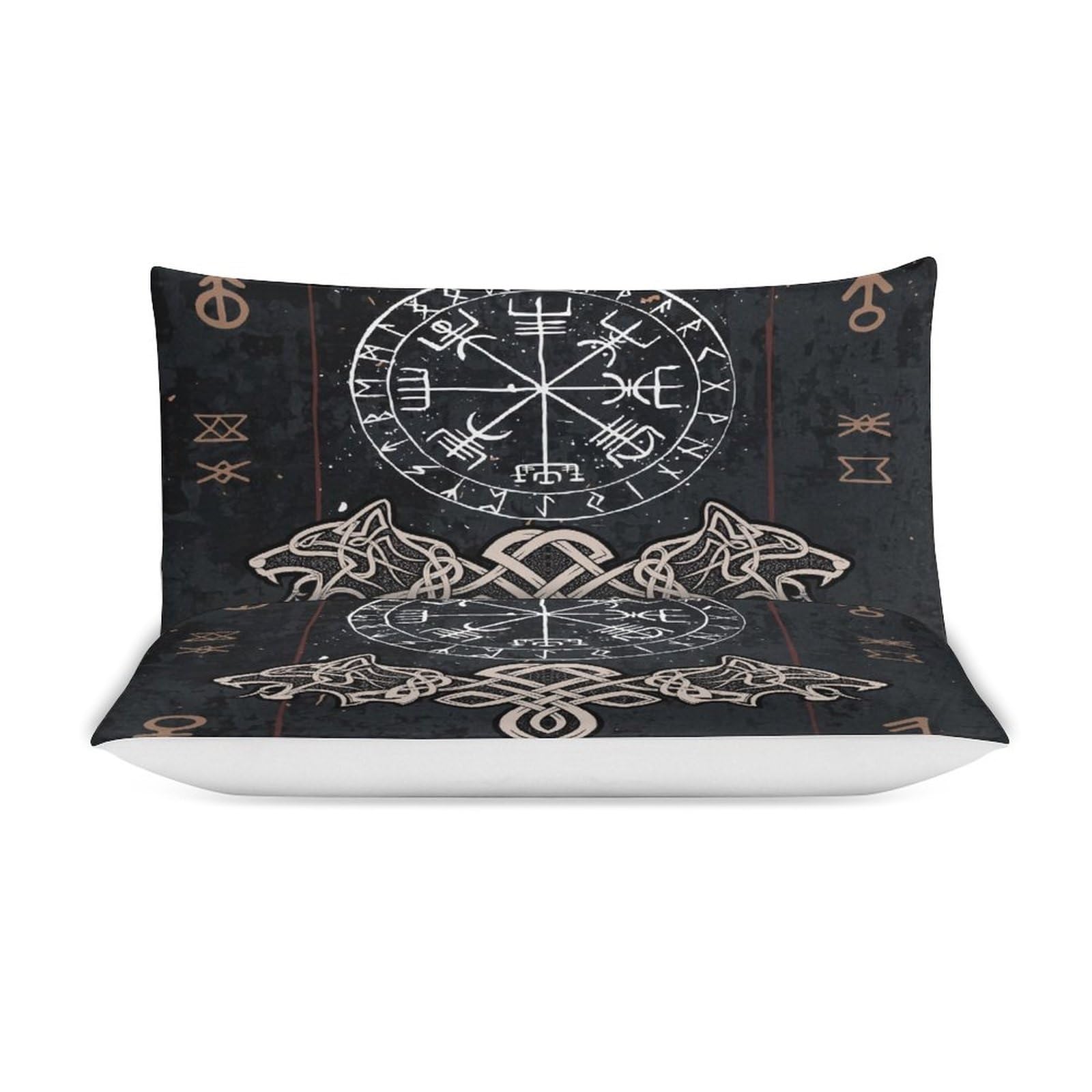 LDZDGD Viking Duvet Cover Queen, Norse Totem Symbols Pattern Quilt Cover, Farmhouse Rustic Bedding Comforter Sets (Color : Valkyrie, Size : 229 x 229CM): 229 x 229CM Viking Compass