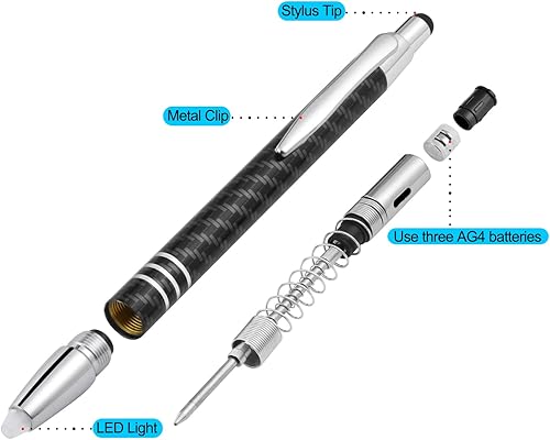 Miniatura 4 de Bolígrafos retráctiles, bolígrafo de punta iluminada 3 en 1 con lápiz capacitivo, bolígrafo de punta iluminada con luz para escribir en la