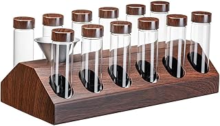 Sumsoctober Elegante juego de recipientes para granos de café con base de acero inoxidable para una atractiva exhibición de cocina (12 tubos)
