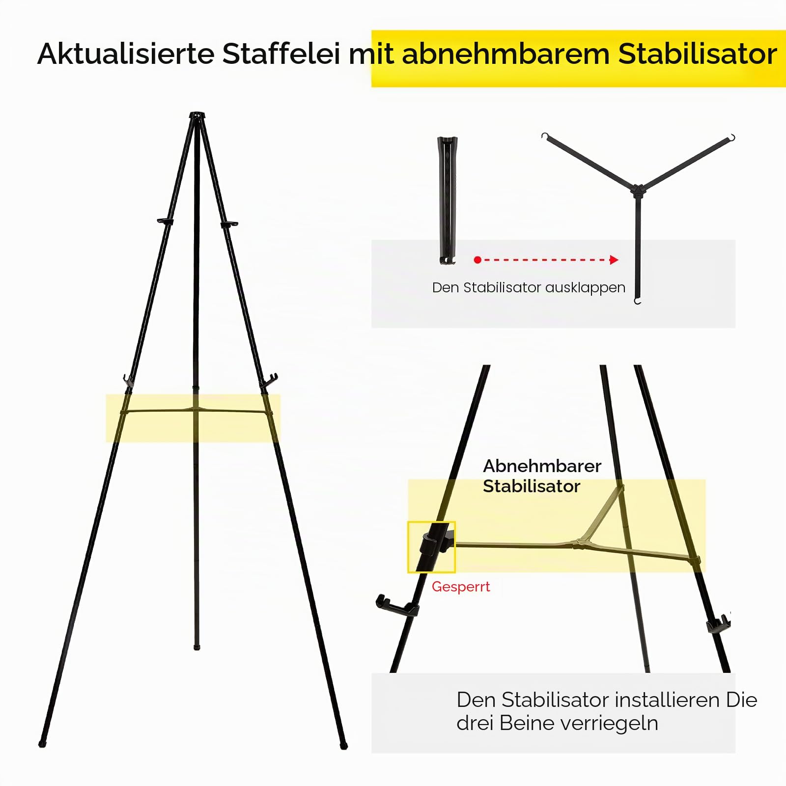 MEEDEN 6 Stück Staffelei Groß Metall, 160cm Leinwandständer für Malerei und Display mit Tasche, Leichte und Robuste Hochzeitsstaffelei für Hochzeit, Malerei Leinwand, Plakate | Tragbarer, faltbarer Instant-Staffelei-Ständer für Hochzeit, Malerei, Leinwand