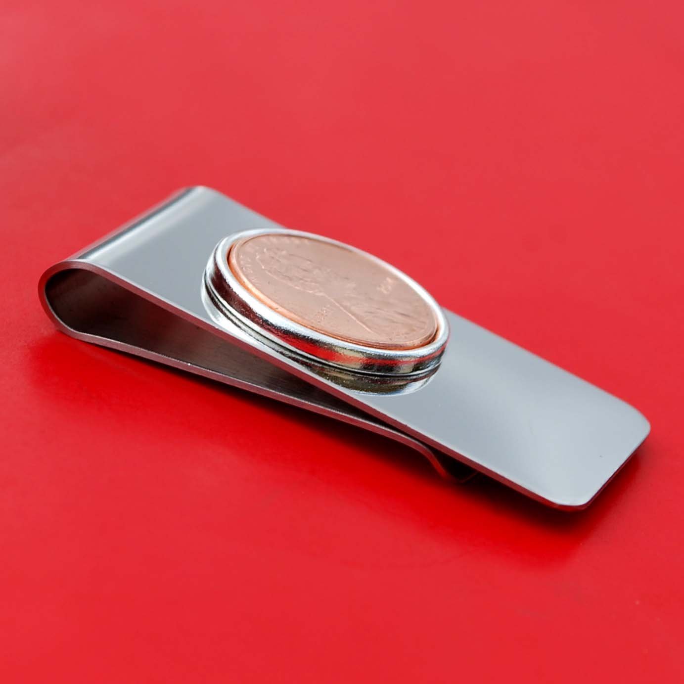 US 2014 Lincoln Small Cent BU Uncirculated Coin Stainless Steel Money Clip NEW - Lucky Penny