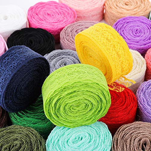 TOPZEA 30 Rolls 300 Yards Lace Ribbon, 2cm Wide Floral Pattern Fabric Lace Ribbon for Sewing Gift Wrapping, DIY Crafts - Image 4